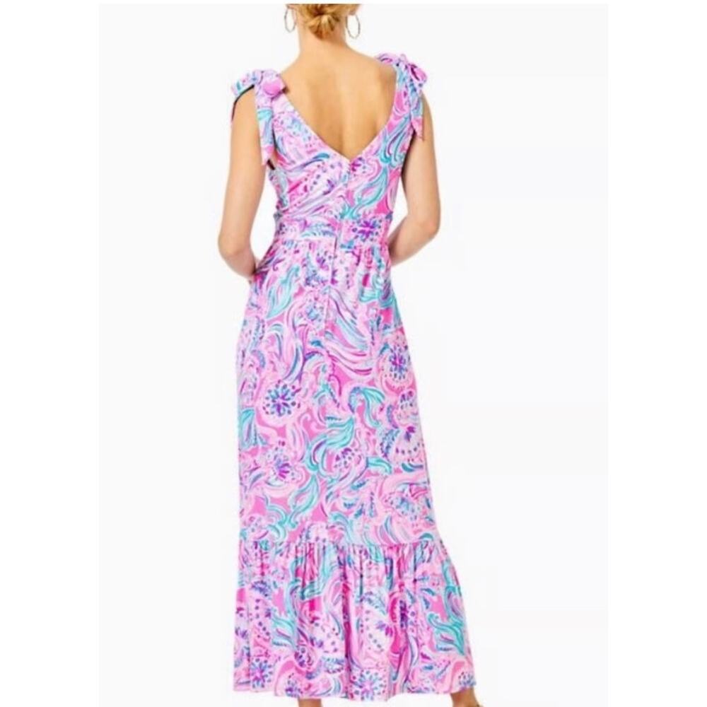 RARE Lilly Pulitzer Maxine Dress Midi Prosecco Pink Don't Be Jelly Dress Size 12 - Picture 2 of 11